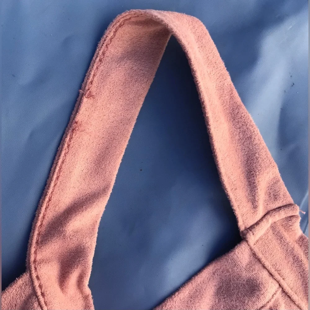 NWOT Charlotte Russe Pastel Pink Faux Suede Tasseled Front Crop Top - M - Picture 7 of 7